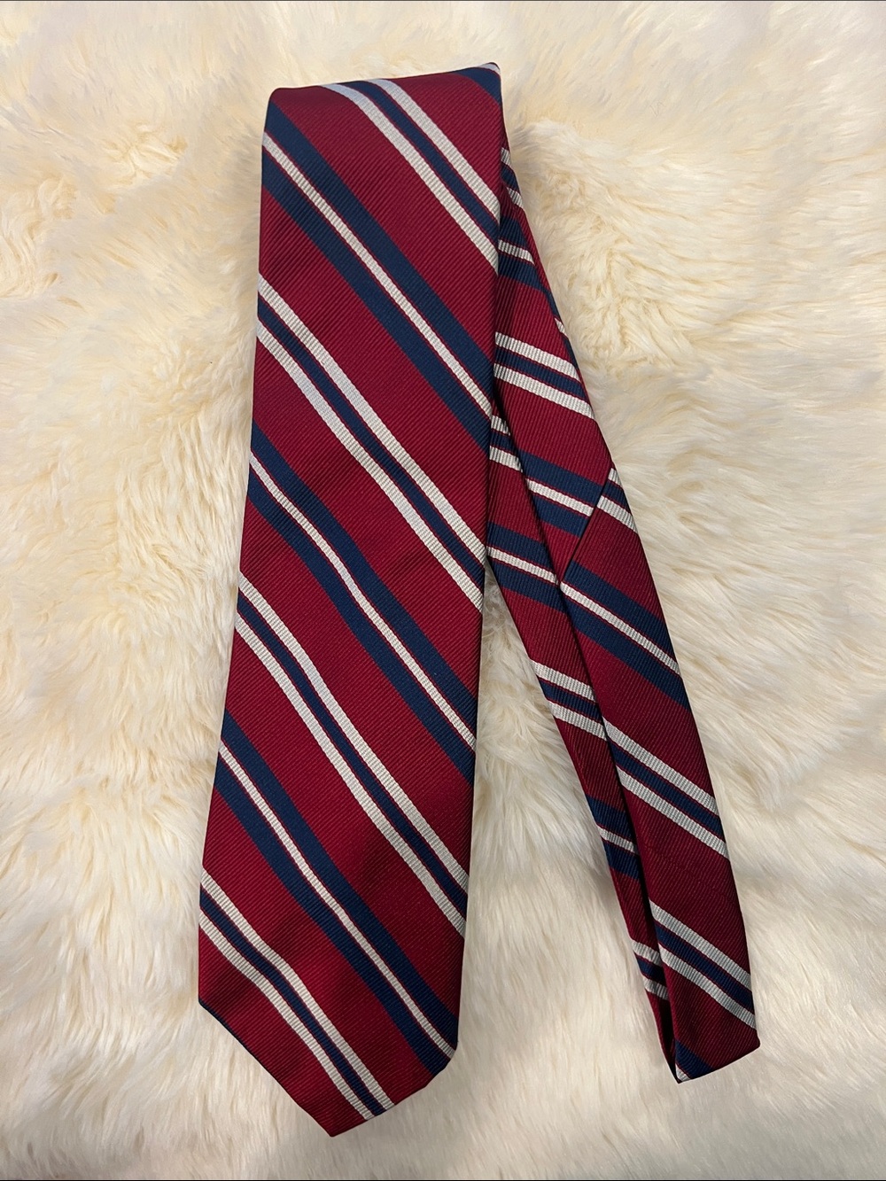 Brooks Brothers Burgundy Navy and Cream Striped Tie
